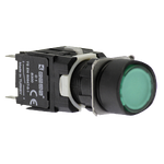 ปุ่มกดเด้งกลับหัวเรียบพร้อมหลอดไฟ 16mm รุ่น D192YDY หน้าสัมผัส 1NO+1NC สีเขียว แบรนด์ EMAS