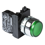 ปุ่มกดเด้งกลับหัวนูนพร้อมหลอดไฟ 22mm รุ่น CM190HY หน้าสัมผัส 1NO สีเขียว แบรนด์ EMAS