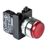 ปุ่มกดเด้งกลับหัวนูนพร้อมหลอดไฟ 22mm รุ่น CM260HK หน้าสัมผัส 1NC สีแดง แบรนด์ EMAS