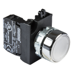 ปุ่มกดเด้งกลับหัวเรียบ 22mm. รุ่น CM102DB หน้าสัมผัส 1NO/1NC สีขาว แบรนด์ EMAS