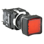 ปุ่มกดเด้งกลับหัวเรียบสี่เหลี่ยมพร้อมหลอดไฟ 16mm รุ่น D162KDK หน้าสัมผัส 1NO+1NC สีแดง แบรนด์ EMAS