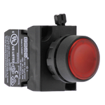 ปุ่มกดเด้งกลับหัวเรียบ 22mm. รุ่น CP102DK หน้าสัมผัส 1NO+1NC สีแดง แบรนด์ EMAS