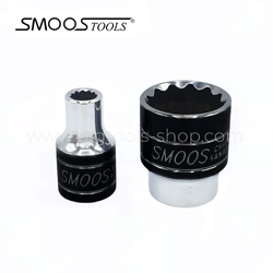 สมูส : ลูกบล็อก "สั้น" สีขาว รู 1/2" 12 เหลี่ยม Smoos : 1/2"DR. 12PT Metric Standard Socket