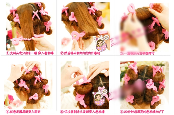 ก้านม้วนผม ทำผมหยิก แบบ โฟม ก้านยาว ใน 1 ชุด มี 6 ชิ้น