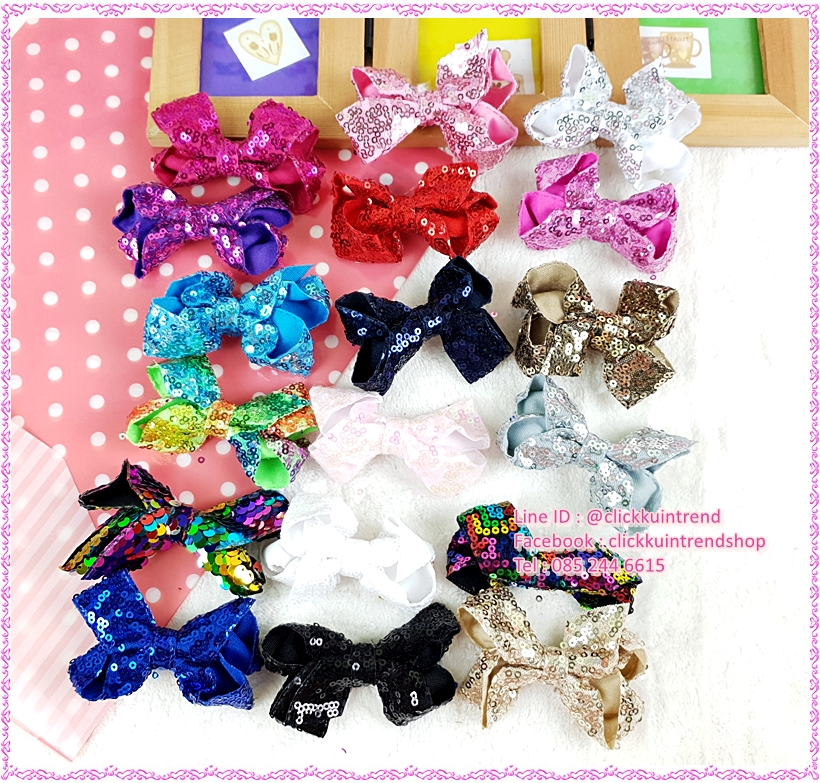 กิ๊บติดผม ปากเป็ด ติดโบไขว้ ปักเลื่อม งานสไตล์เกาหลี ขายส่ง เซต 10 ชิ้น
