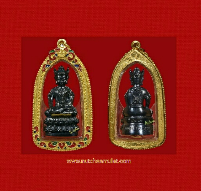 พระกริ่งทรงเครื่องจักรพรรดินวโลหะเลี่ยมทอง วัดท่าขนุน ปี 60