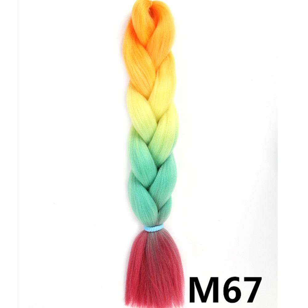 💥ไหมถักเปียสีล้วน24" 60cm 100g.+สี 4Tone 4สีไล่ระดับ