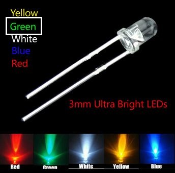 100pcs 3MM LED New Round water clear >> Green color สีเขียว