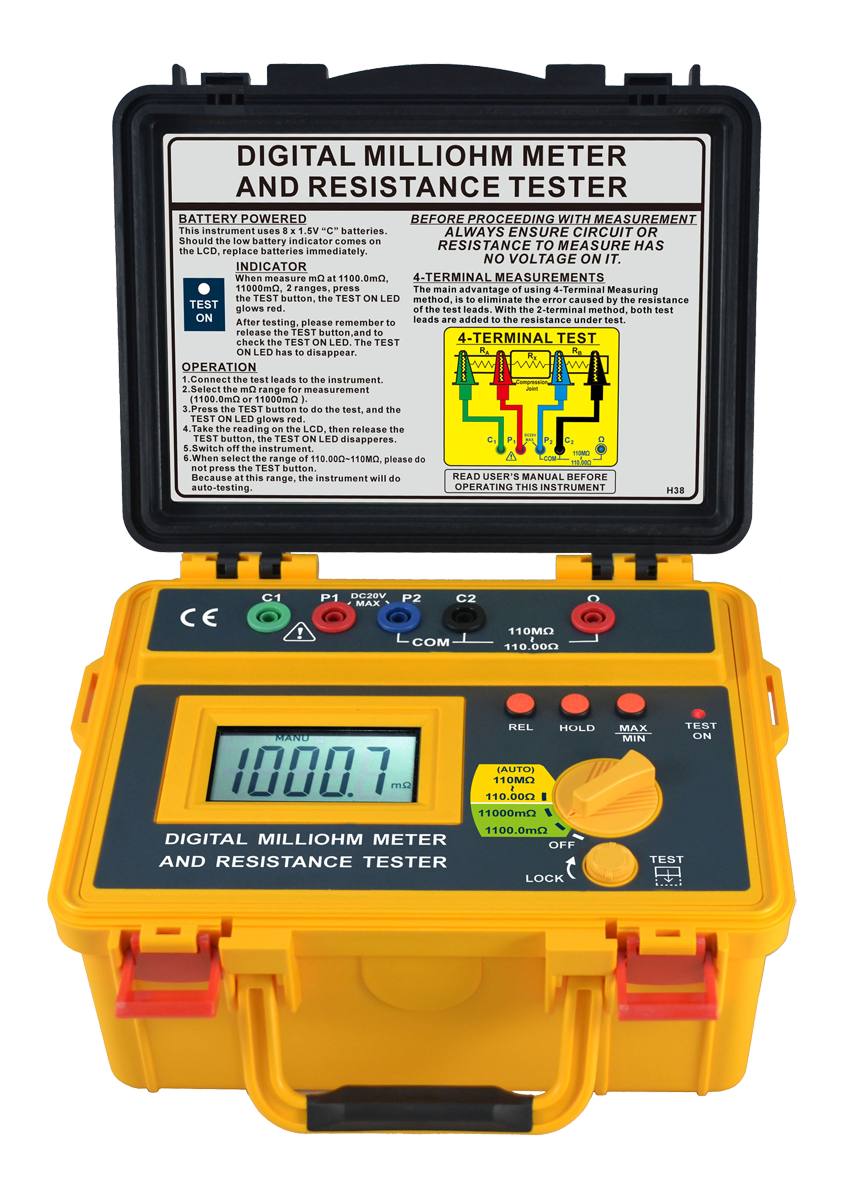 มิลลิโอห์มมิเตอร์แบบมือถือ (DIGITAL MILLIOHM METER AND RESISTANCE TESTER) แบรนด์ KEPLER รุ่น K4338 mO