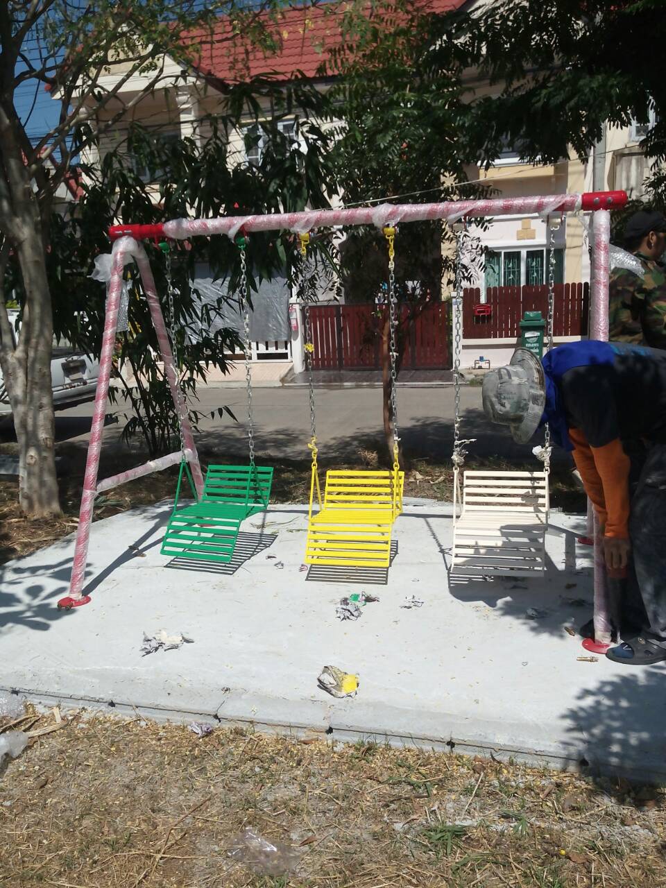 รหัส PG ผลงานติดตั้ง (หมู่บ้านลภาวัล12 จ.นนทบุรี) เครื่องเล่นสนามกลางแจ้งสำหรับเด็ก