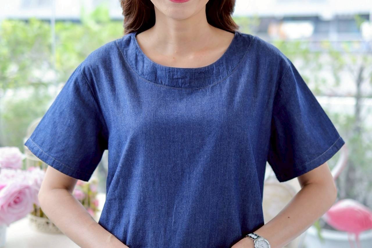 เดรสยีนส์ #8745 ชุดยีนส์ปักลายดอกไม้สวยหรู ผ้ายีนส์เนื้อนิ่มใส่สบายไม่ร้อน แบบสวย ใส่ได้หลายโอกาส