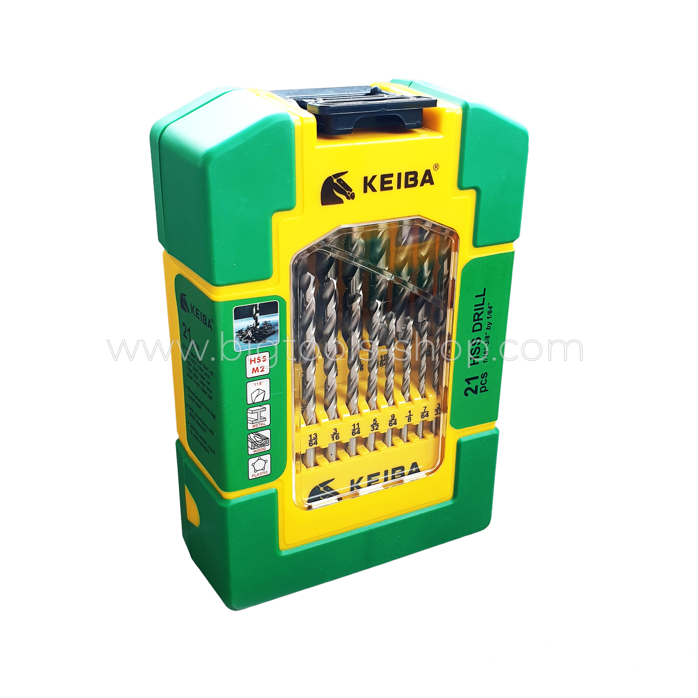 Keiba : ชุดดอกสว่าน ไฮสปีด HSS เจาะเหล็ก/ไม้/พลาสติก ชุด 21 ตัว ขนาด 1/16" - 3/8" (KE-2503002)