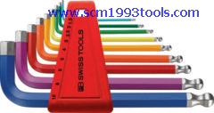 PB Swiss Tool พีบีสวิสทูล รุ่น PB212-H-10-RB ประแจหกเหลี่ยมหัวบอลแบบสั้น สีรุ้ง rainbow colors ball point hex key L-wrenches sets for hexagon socket screws