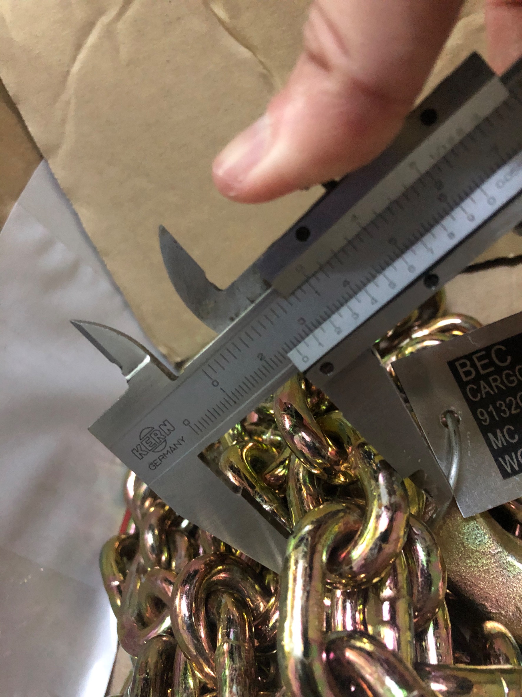 โซ่แรงงานยกของ ขนาด 10 มม. ยาว 4.5 เมตร ยกได้ 3.2 ตัน (TIE-DOWN CHAIN) สำหรับเคลื่อนย้ายสินค้า ในโกดัง โรงงาน