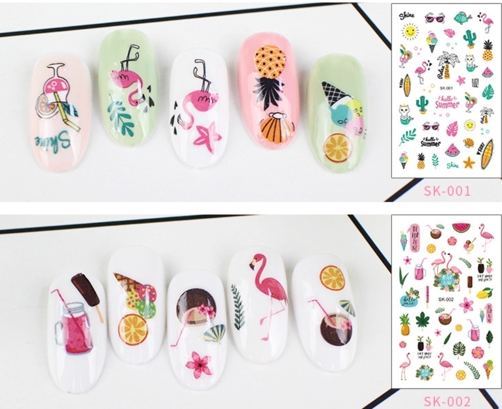 สติ๊กเกอร์ติดเล็บ แบบแต่งเล็บ เอาไปตกแต่งเอง (2แถวบน จะเป็นแบบเต็มเล็บของเด็ก) เซต 10 ชุด แบบตามรูป