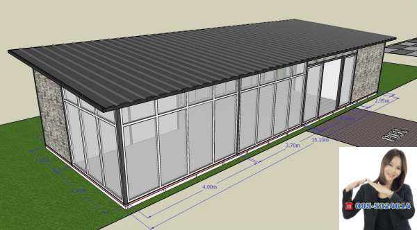 บ้านพักพนักงาน บ้านสำเร็จรูป ขนาด5.00x15.00เมตร