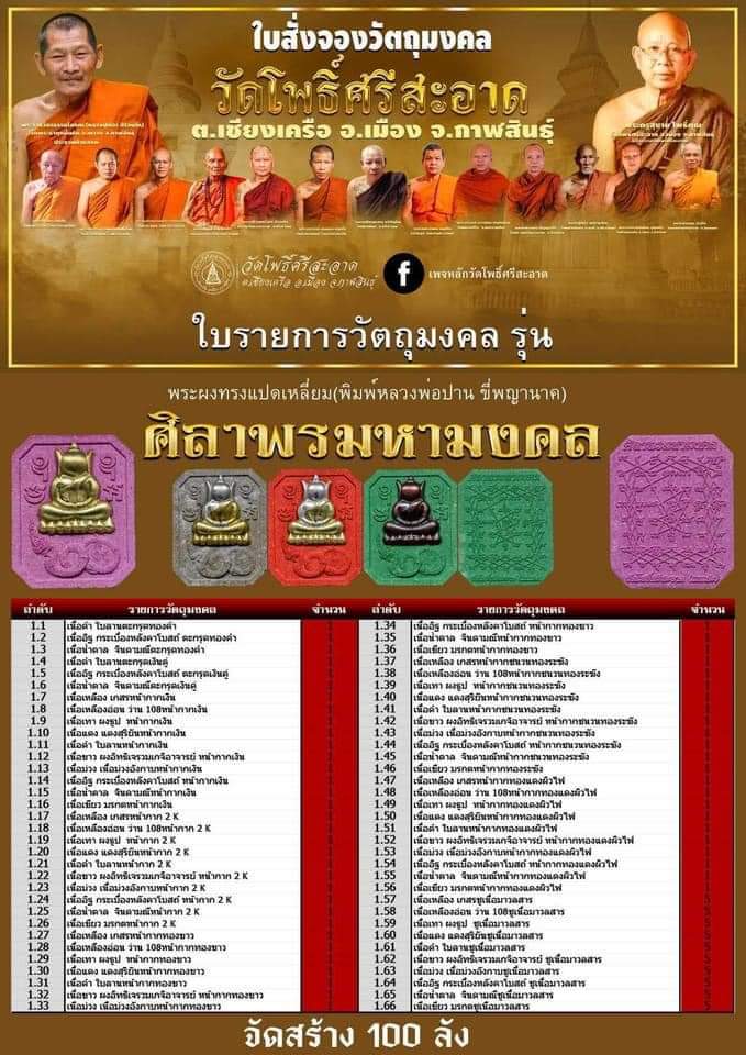 พระพิมพ์หลวงพ่อปาน ขี่พญานาค หลังยันต์เกราะเพชร เนื้อม่วงอังกาบชูมวลสาร รุ่น ศิลาพรมหามงคล ลพ.หนุน ลป.ศิลา พอจ.ต้อม ลพ.สุริยันต์ พุทธาภิเษก วัดโพธิ์ศรีสะอาด 6 ก.ค. 67