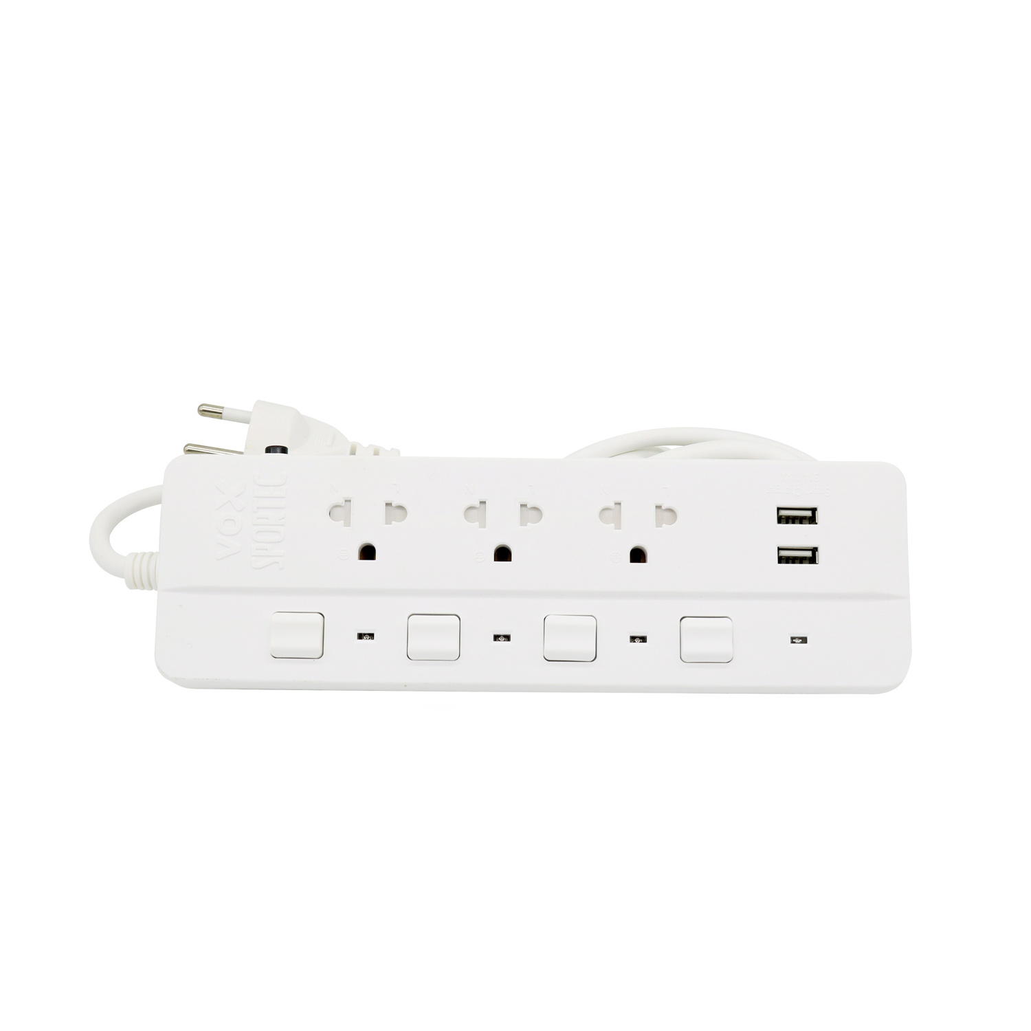 ปลั๊กไฟ ปลั๊กพ่วง 3 ช่อง 4 สวิตซ์ 2usb ( 3.1A MAX ) 3 เมตร มาตรฐาน มอก. รุ่น P432U VOX