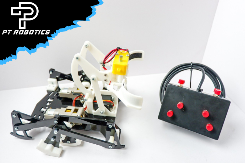 หุ่นยนต์ขาเดินคีบจับกระป๋อง พร้อมรีโมท