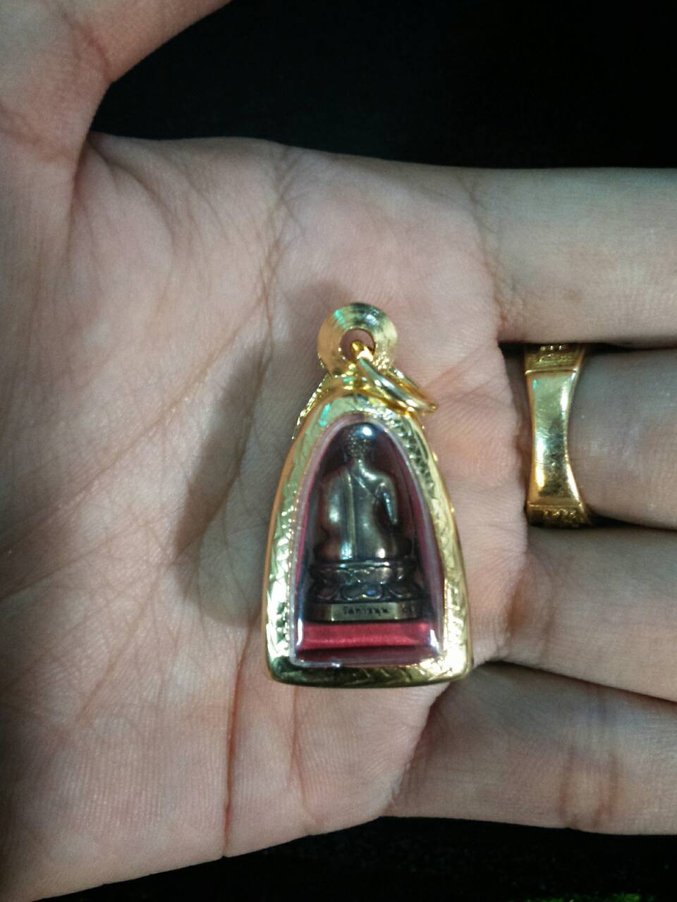 พระไพรีพินาศ เนื้อรมดำ ปี 57 วัดท่าขนุน (เลี่ยมทองไมครอน)