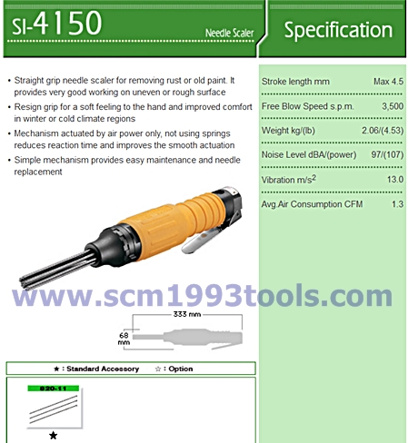Shinano ชินาโน่ รุ่น SI-4150 สกัดสนิมลม ญี่ปุ่น คุณภาพดี NEEDLE SCALAR