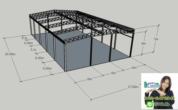 โกดังสำเร็จรูป ซาฟารีเวิลขนาด17x29x7 เมตร