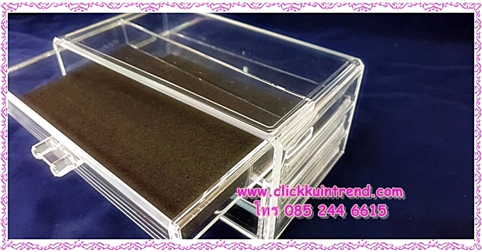 กล่องอะคลิลิกเนื้อหนา สำหรับจัดระเบียบ อุปกรณ์แต่งหน้า /หรือใส่เครื่องประดับ มี 3 ชั้น