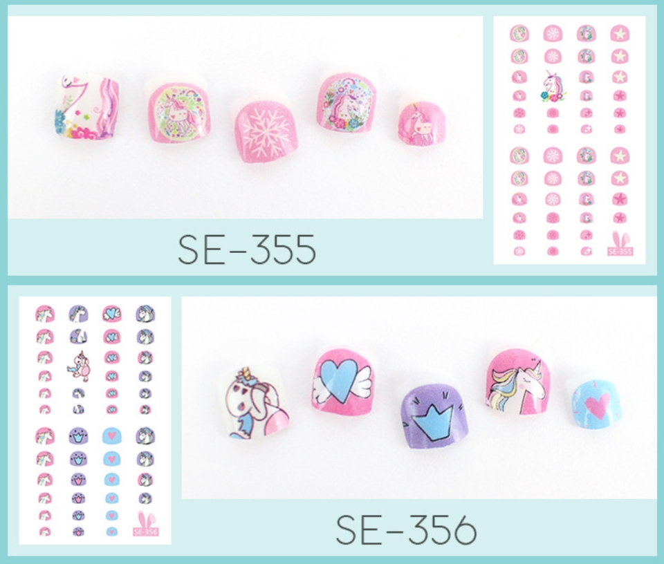 สติ๊กเกอร์ติดเล็บ แบบเต็มเล็บ สำหรับเด็ก หรือผู้ใหญ่ที่มีหน้าเล็บสั้น เซต 10 ชุด แบบตามรูป