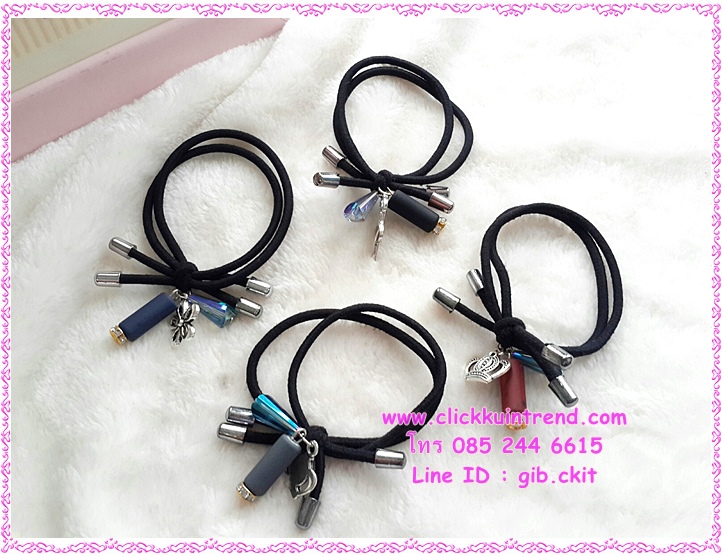 *ล้างสต็อก*ยางรัดผม สีดำ ห้อยตุ้งติ้งการ์ตูน ขายส่ง เซต 10 ชิ้น