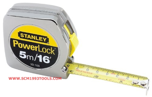 Stanley สแตนเล่ย์ ตลับเมตร รุ่น PowerLock ชุบโครเมี่ยม 5 เมตร (16 ฟุต) No. 33-158 Tape Rule