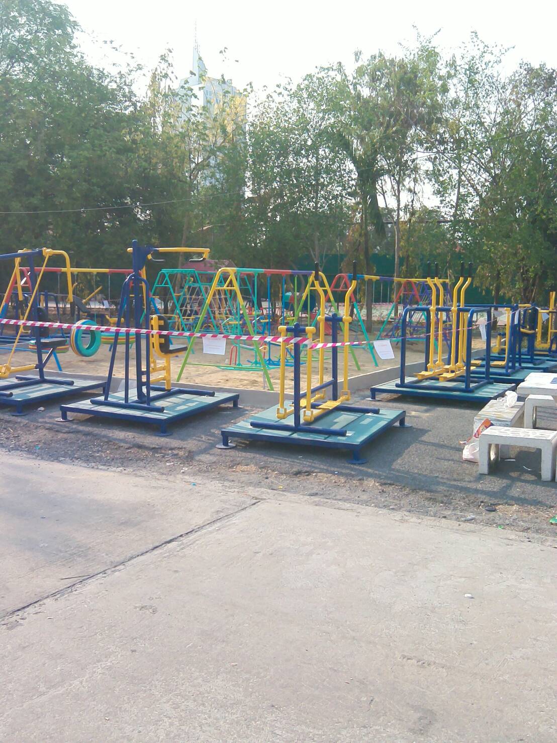 รหัส SM ผลงานติดตั้ง (หมู่บ้านสีไชยทอง) เครื่องออกกำลังกายกลางแจ้ง