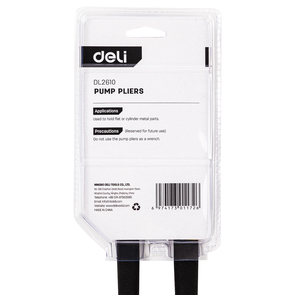 Deli คีมคอม้า คีมจับท่อ ประแจคอม้า ขยายปากได้ 10 นิ้ว/12 นิ้ว คีมปากขยาย ประแจจับท่อ Pump Pliers EDL2610-06