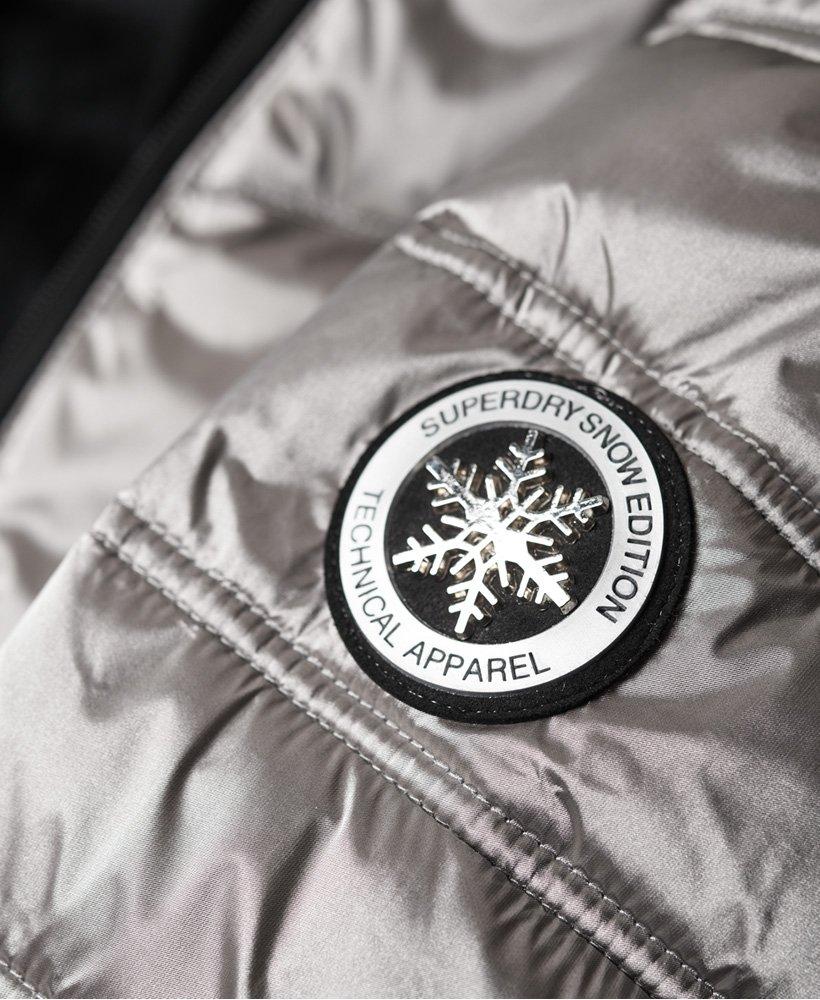 เสื้อกันหนาวสกี Superdry Slim Chevron Funnel Puffer Jacket - Silver Shimmer ของแท้ พร้อมส่ง