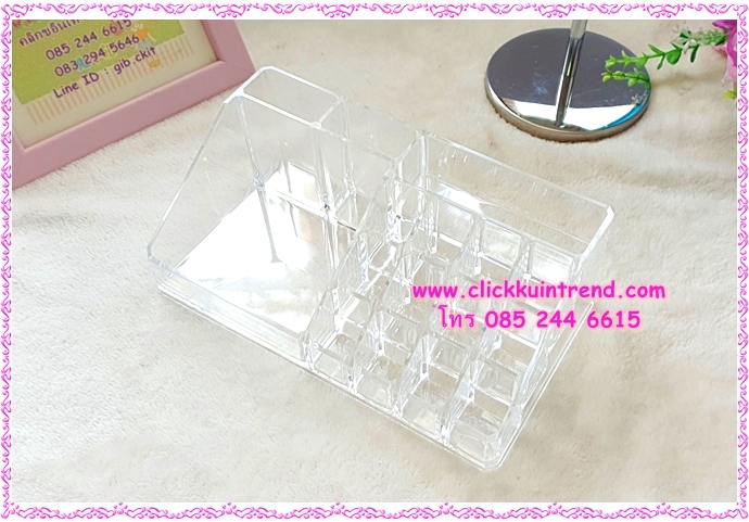 กล่องอะคลิลิกเนื้อหนา สำหรับจัดระเบียบ อุปกรณ์แต่งหน้า/เครื่องสำอางค์ /หรือใส่ลิปสติก
