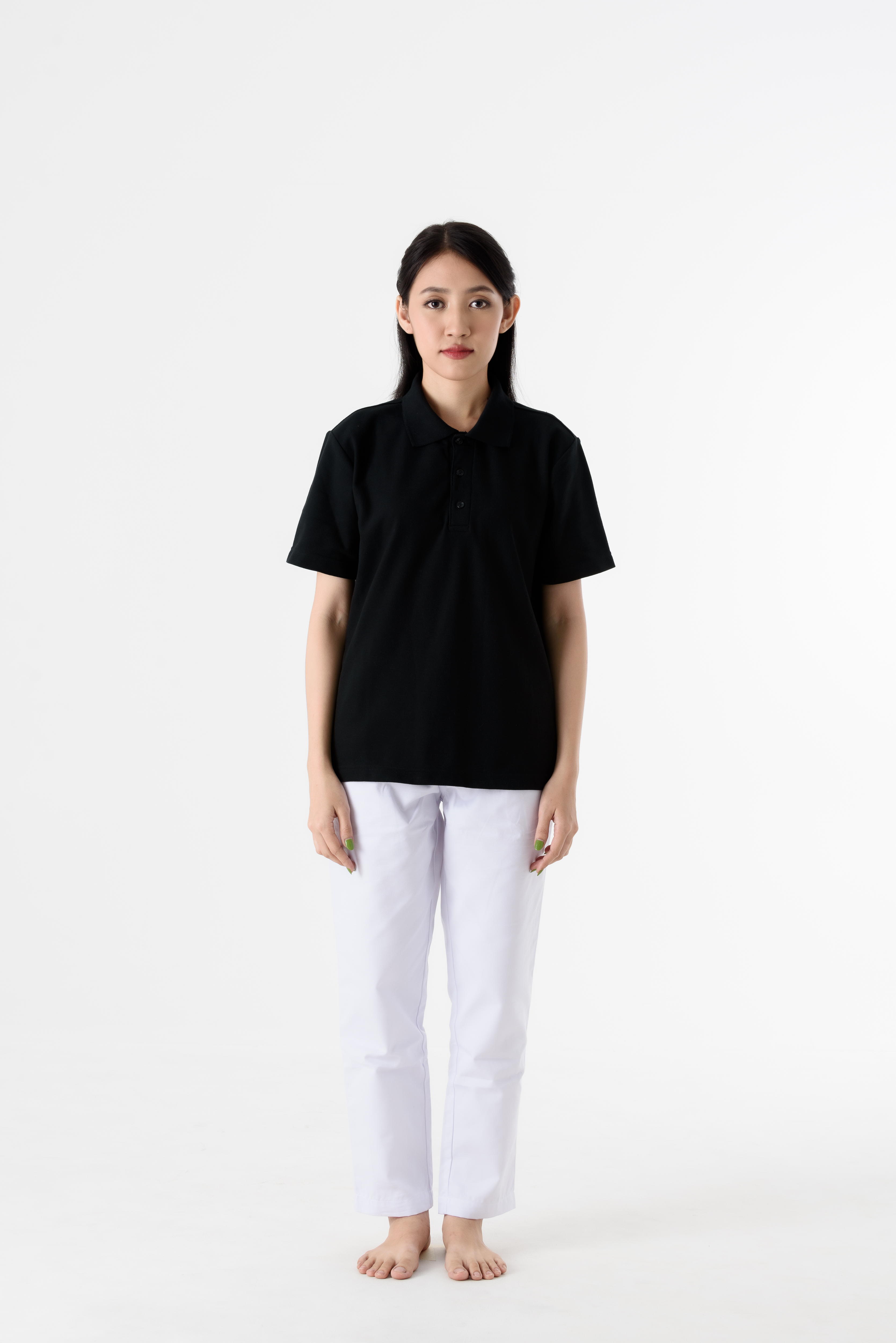 PNS006 ชุดพนักงานเสริฟโปโล สีดำ แขนสั้น black polo with short sleeves