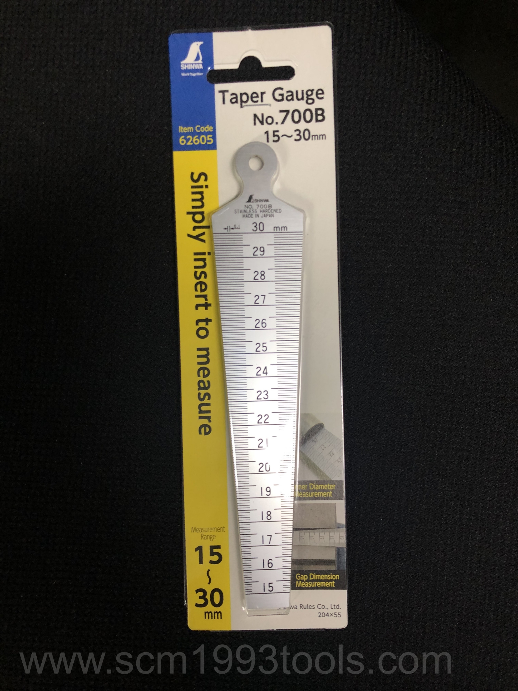 SHINWA ชินวา เตเปอร์เกจ 30 มม. รุ่น 700B ญี่ปุ่น no. 62605 Taper Gauge Stainless Steel
