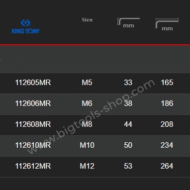 คิง โทนี่ : ประแจแอล ยาว สีขาว 12 แฉก King Tony : Extra Long Type Spline L - Wrench (1126MR)