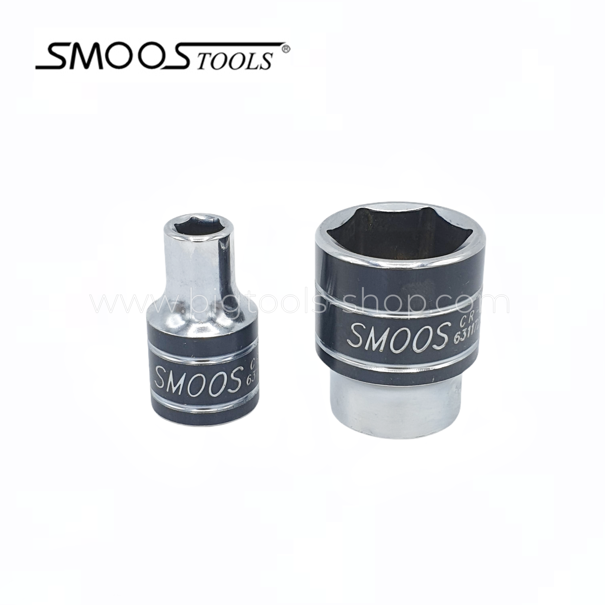 สมูส : ลูกบล็อก "สั้น" สีขาว รู 1/2" 6 เหลี่ยม Smoos : 1/2"DR. 6PT Metric Standard Socket