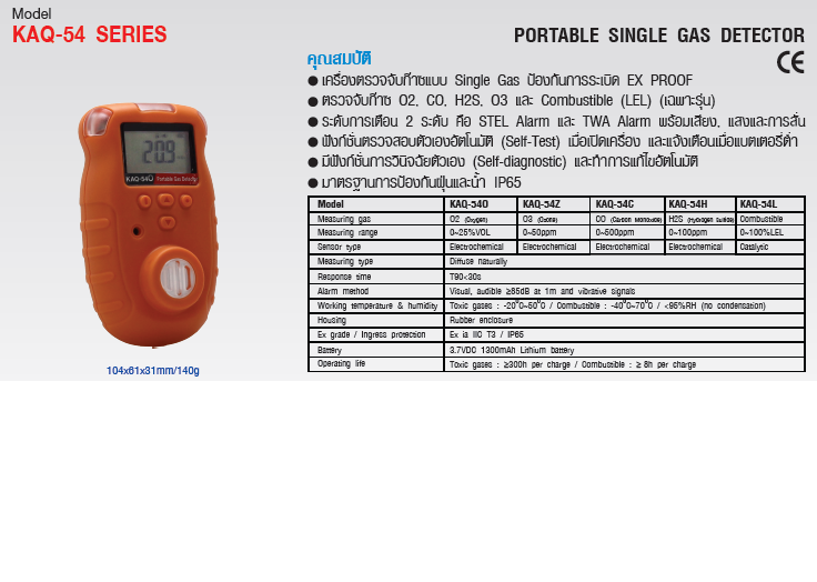 เครื่องตรวจจับก๊าซไฮโดรเจนซัลไฟด์ (ก๊าซไข่เน่า) H2S (Portable Hydrogen Sulfide Detector) แบรนด์ : KEPLER รุ่น : KAQ-54H
