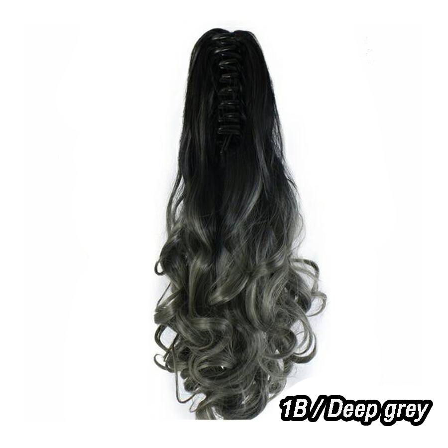 หางม้าหนีบ Ombre แบบลอน (50cm 150g.) สี 1B/Deep grey