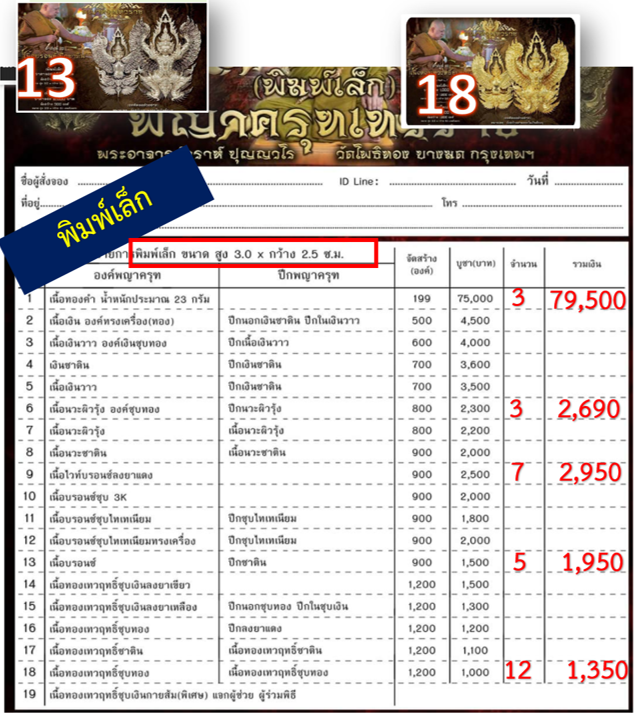 พญาครุฑเทวราช หลวงพ่อวราห์ วัดโพธิ์ทอง (ราคาตามระบุในภาพ)