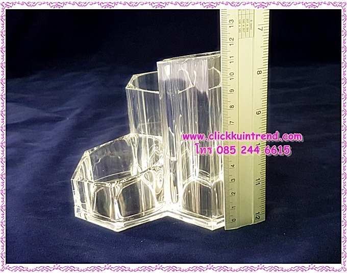 กระบอกเก็บแปรง ใส่อุปกรณ์แต่งหน้าแบบแท่ง ทำจากอะคลิลิกใสเนื้อหนา มี 3 ช่อง