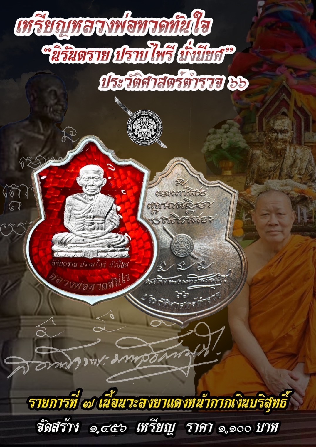 เหรียหลวงปู่ทวด นวะโลหะหน้ากากเงิน รุ่น ประวัติศาสตร์ตำรวจ ปี 66 ลพ.เล็ก พุทธาภิเษก