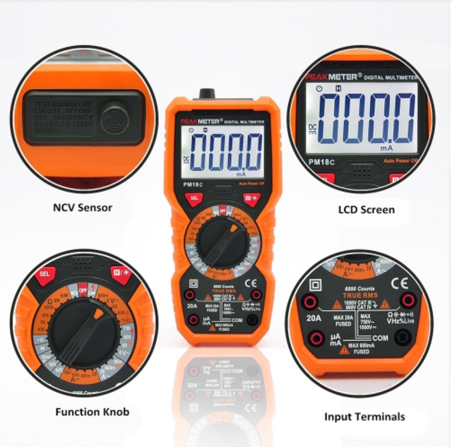 PEAKMETER ดิจิตอลมัลติมิเตอร์ วัดไฟ รุ่น PM18C