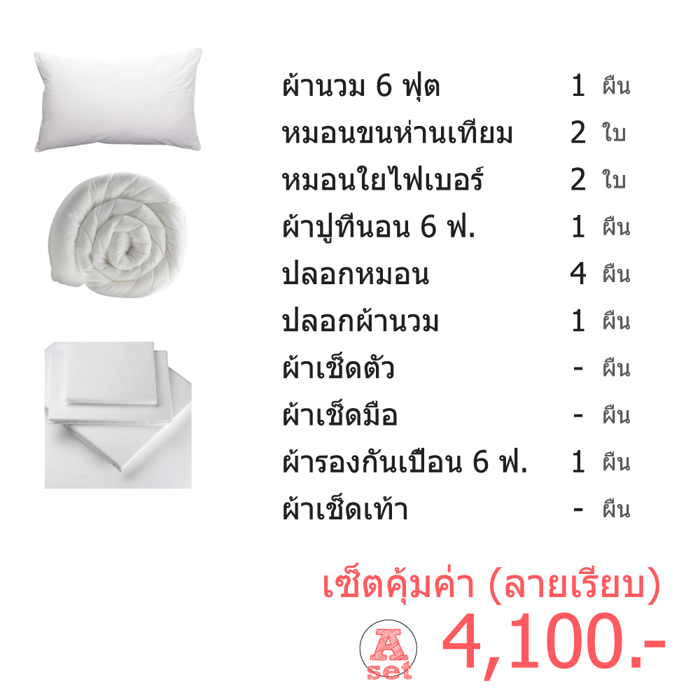ชุดมาตราฐานงานเครื่องานประหยัด เซ็ต C (ลายริ้ว) **คุณภาพโรงแรม 5 ดาว**
