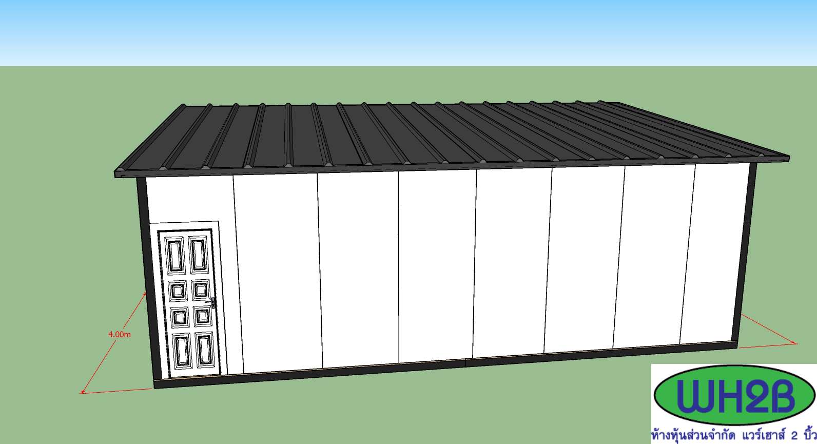 บ้านสำเร็จรูป บ้านน็อคดาวน์ สร้างออฟฟิศ ขนาด4.00x8.00 เมตร