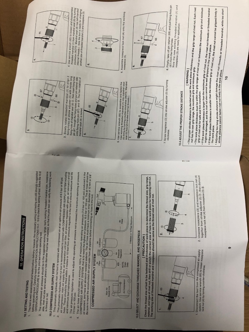 BRP เครื่องย้ำรีเวทน็อตลม งานหนัก รุ่น ANS-120M น็อตขนาด M4-M12 พร้อมอุปกรณ์ AIR NUT RIVETER