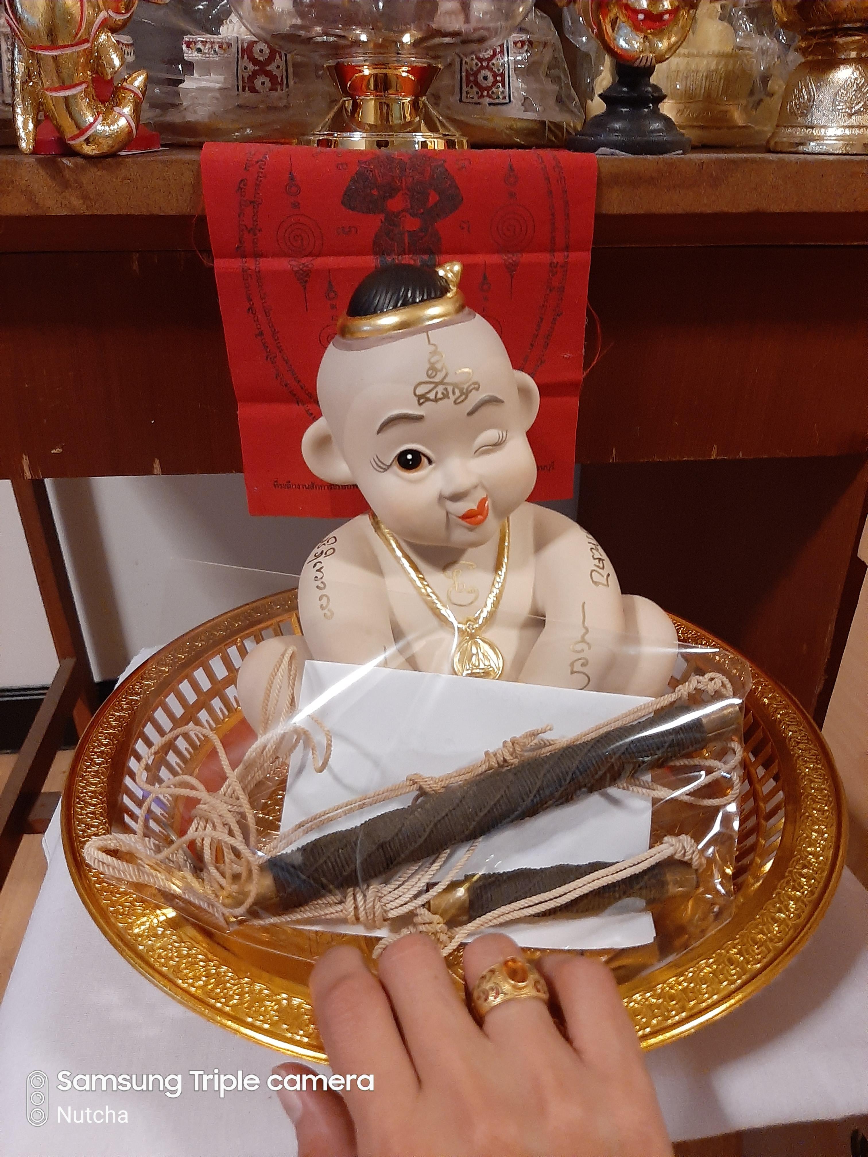 ตะกรุดคู่ชีวิต หลวงพ่อกวยยุคแรก (หายาก) มนต์พระกาฬ 7 " และ 3.5" ประกันแท้
