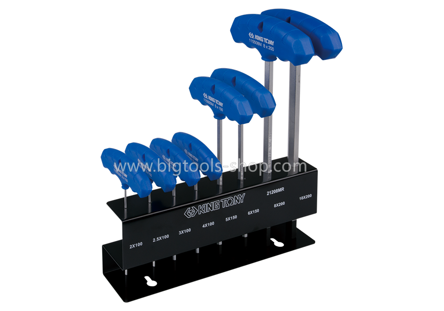 คิง โทนี่ : ชุดประแจหกเหลี่ยม ด้ามตัวที (8 ตัวชุด) King Tony : 8 PC. T-type Wrench Set (Hexagon Head) (21208MR)