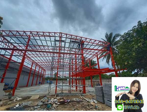 รับสร้างโกดังสำเร็จรูป ขนาด 20 x 40 x 9.00 m